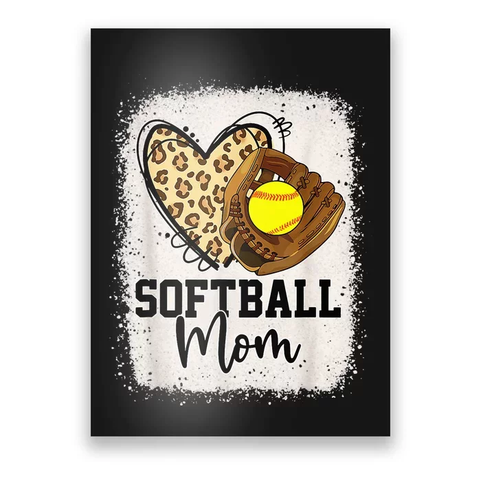 Mom Softball Leopard Softball Game Day Vibes Mothers Day Poster