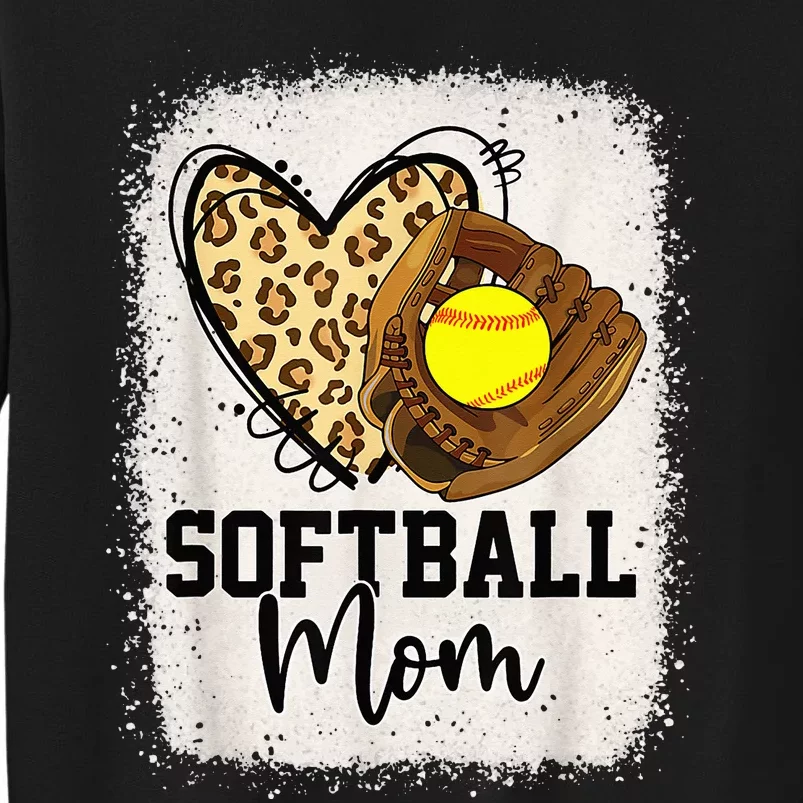 Mom Softball Leopard Softball Game Day Vibes Mothers Day Tall Sweatshirt