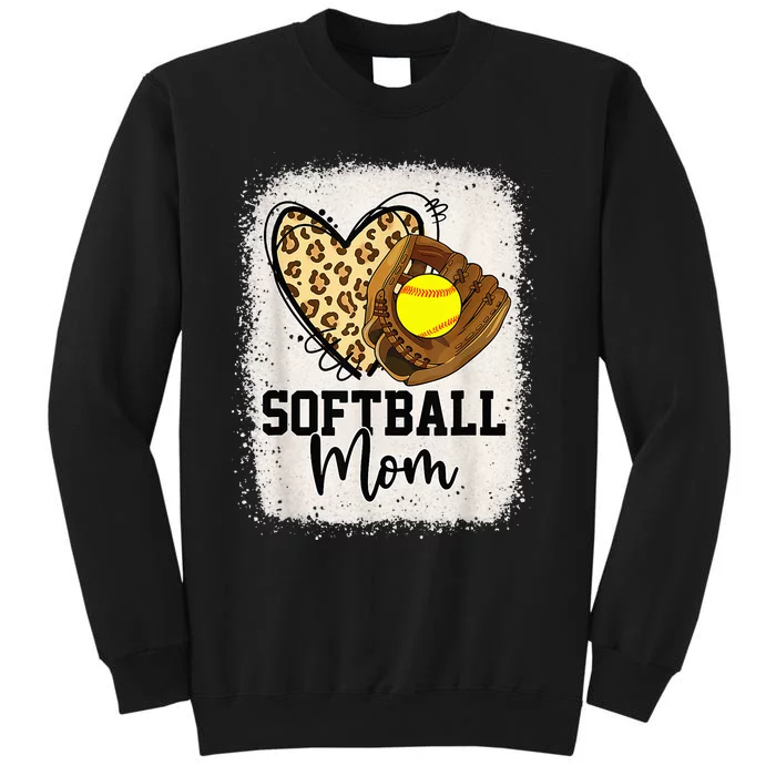 Mom Softball Leopard Softball Game Day Vibes Mothers Day Tall Sweatshirt