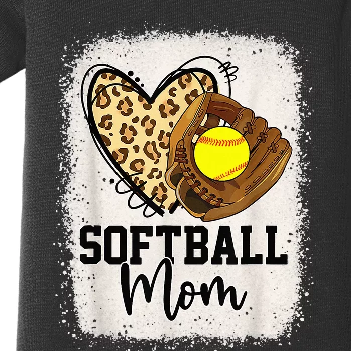 Mom Softball Leopard Softball Game Day Vibes Mothers Day Baby Bodysuit