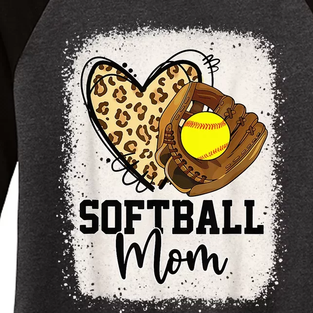 Mom Softball Leopard Softball Game Day Vibes Mothers Day Women's Tri-Blend 3/4-Sleeve Raglan Shirt