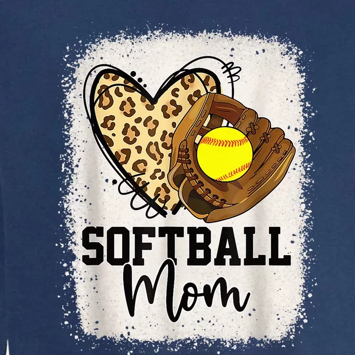 Mom Softball Leopard Softball Game Day Vibes Mothers Day Garment-Dyed Sweatshirt