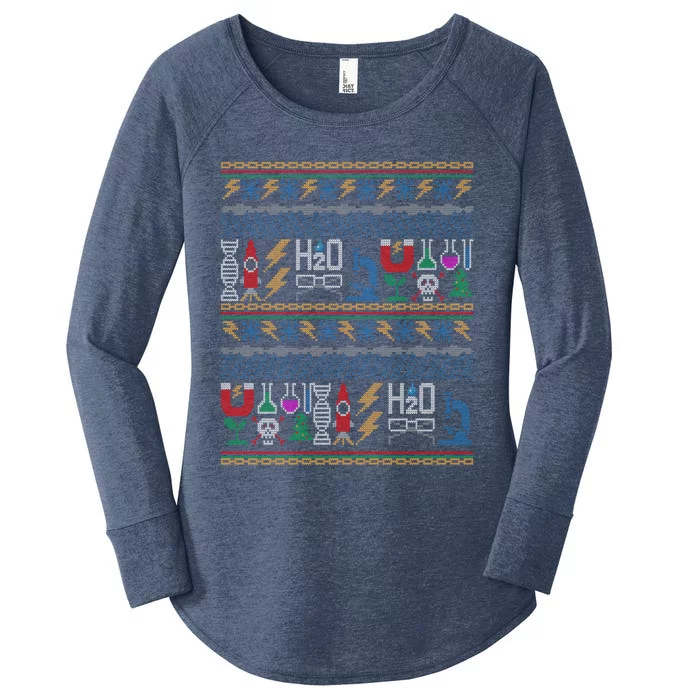 Merry Sciencemas Lab Scientist Ugly Christmas Sweater Gift Women's Perfect Tri Tunic Long Sleeve Shirt