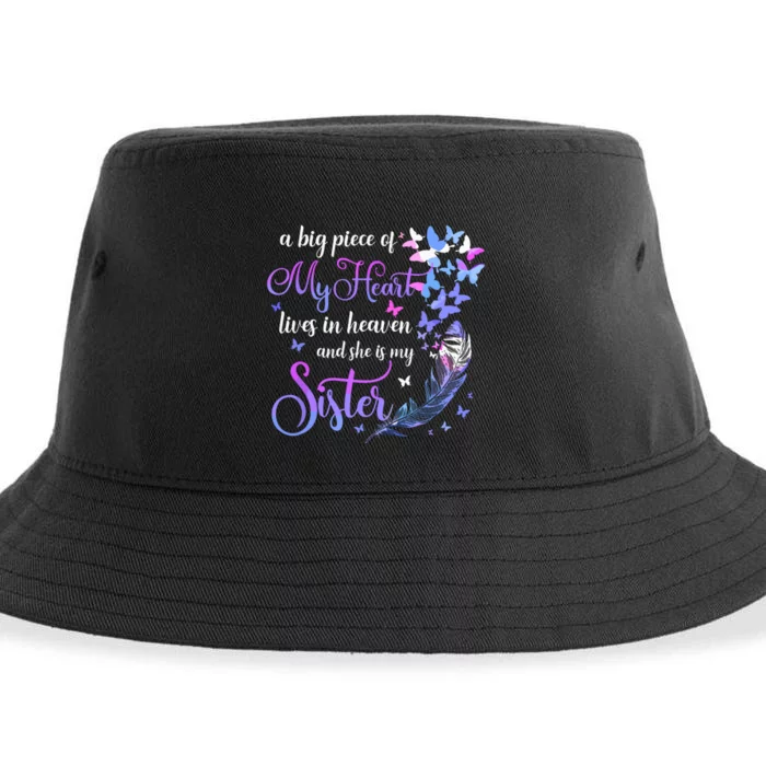 My Sister Lives In Heaven Memorial Quotes Brother Sis Sustainable Bucket Hat