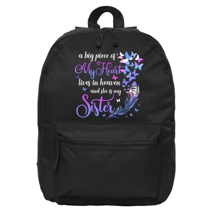 My Sister Lives In Heaven Memorial Quotes Brother Sis 16 in Basic Backpack