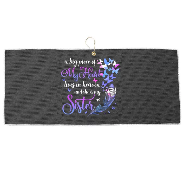 My Sister Lives In Heaven Memorial Quotes Brother Sis Large Microfiber Waffle Golf Towel