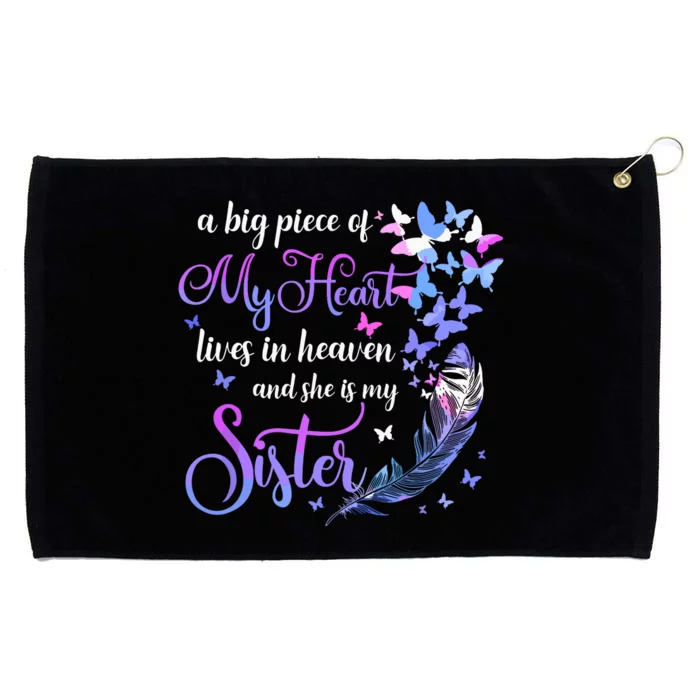 My Sister Lives In Heaven Memorial Quotes Brother Sis Grommeted Golf Towel