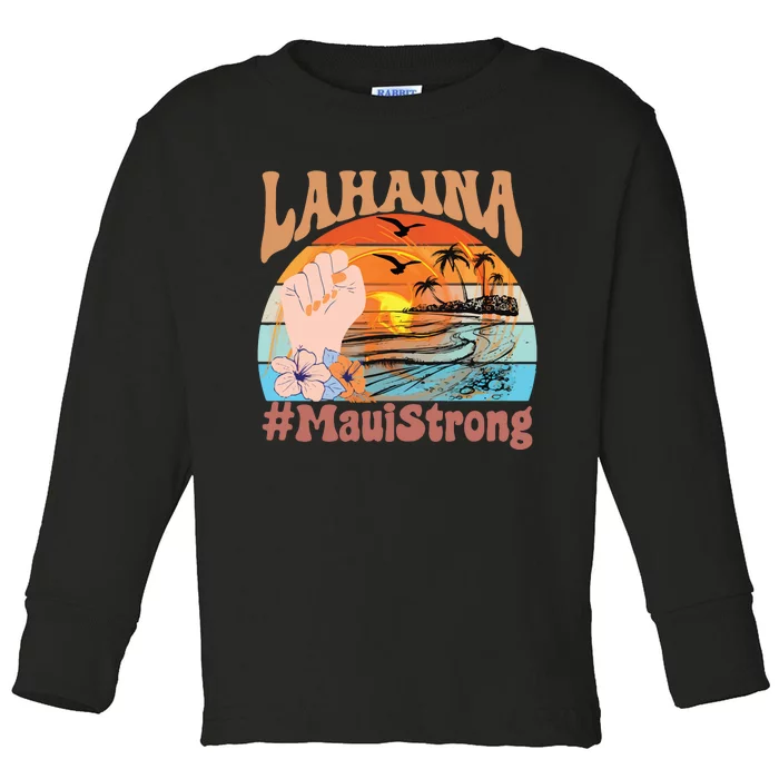 Maui Strong Lahaina Banyan Tree Maui Hawaii Shoreline Toddler Long Sleeve Shirt