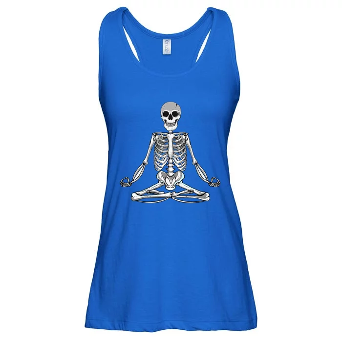 Meditating Skeleton Lotus Yoga Zen Balance Halloween Costume Ladies Essential Flowy Tank