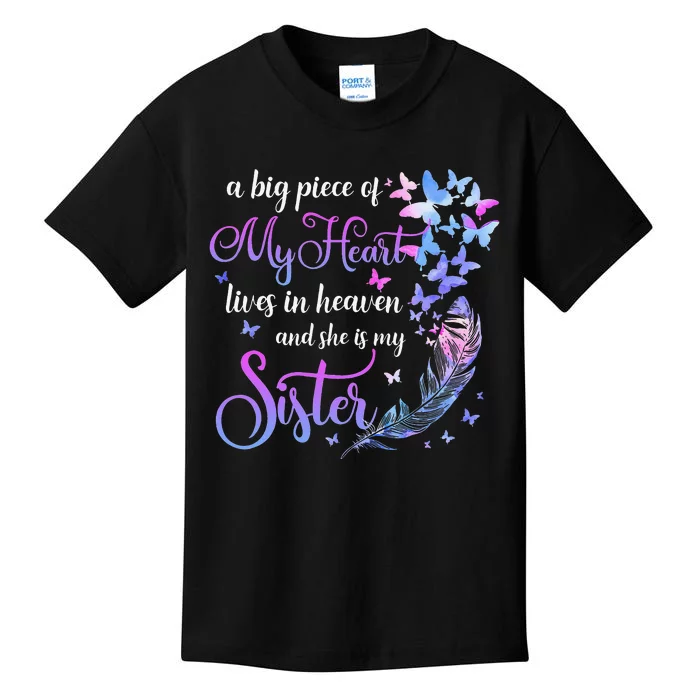 My Sister Lives In Heaven Memorial Quotes Brother Sis Kids T-Shirt