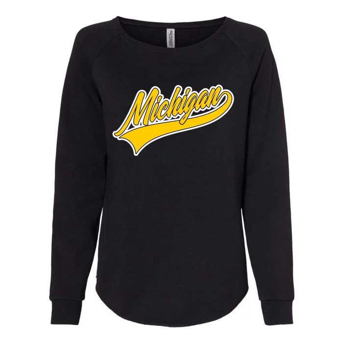 Michigan Script Logo Womens California Wash Sweatshirt