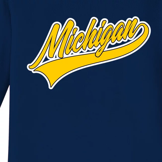 Michigan Script Logo Baby Long Sleeve Bodysuit