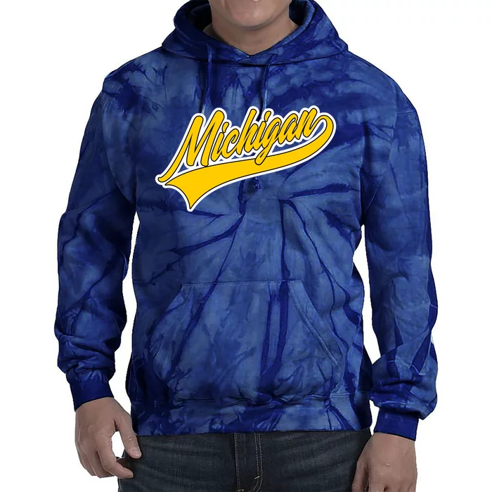 Michigan Script Logo Tie Dye Hoodie