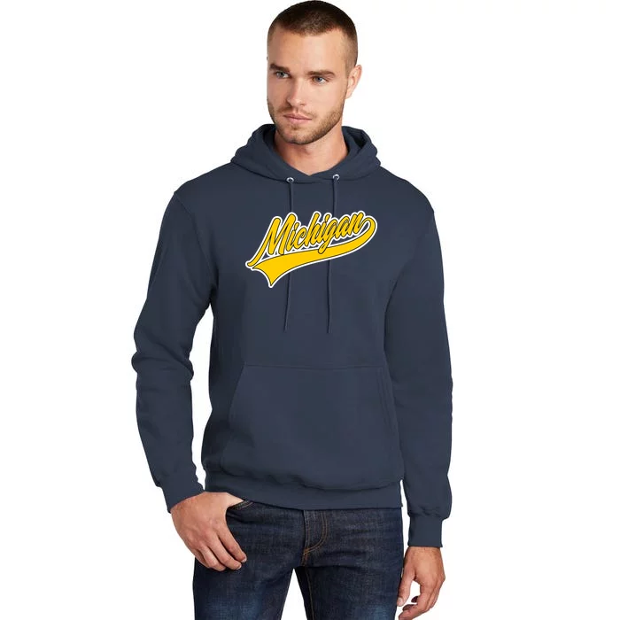 Michigan Script Logo Tall Hoodie