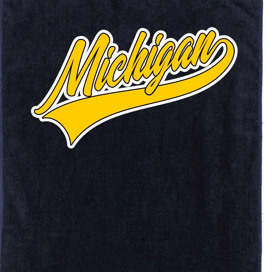 Michigan Script Logo Platinum Collection Golf Towel