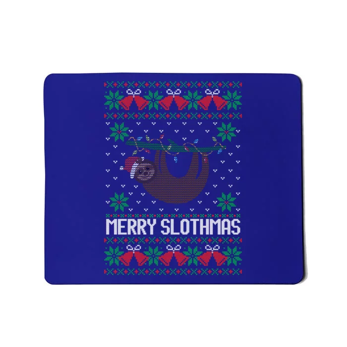 Merry Slothmas Light Ugly Christmas Pajamas Sloth Santa Hat Cute Gift Mousepad