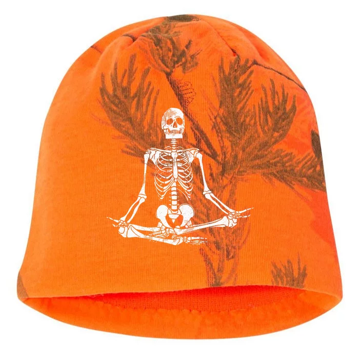 Meditating Skeleton Lazy Halloween Costume Funny Skull Yoga Kati - Camo Knit Beanie