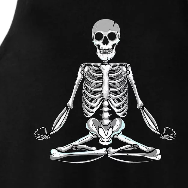 Meditating Skeleton Lotus Yoga Zen Balance Halloween Costume Ladies Tri-Blend Wicking Tank