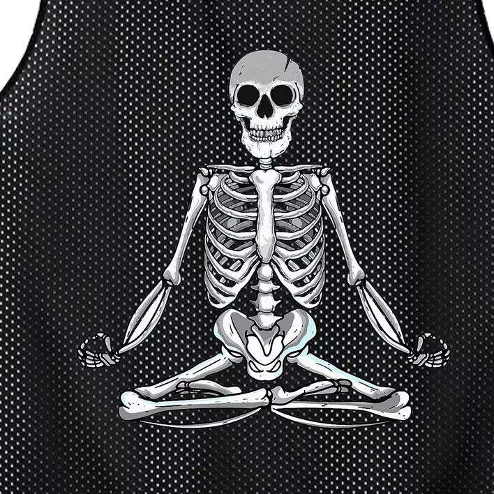 Meditating Skeleton Lotus Yoga Zen Balance Halloween Costume Mesh Reversible Basketball Jersey Tank