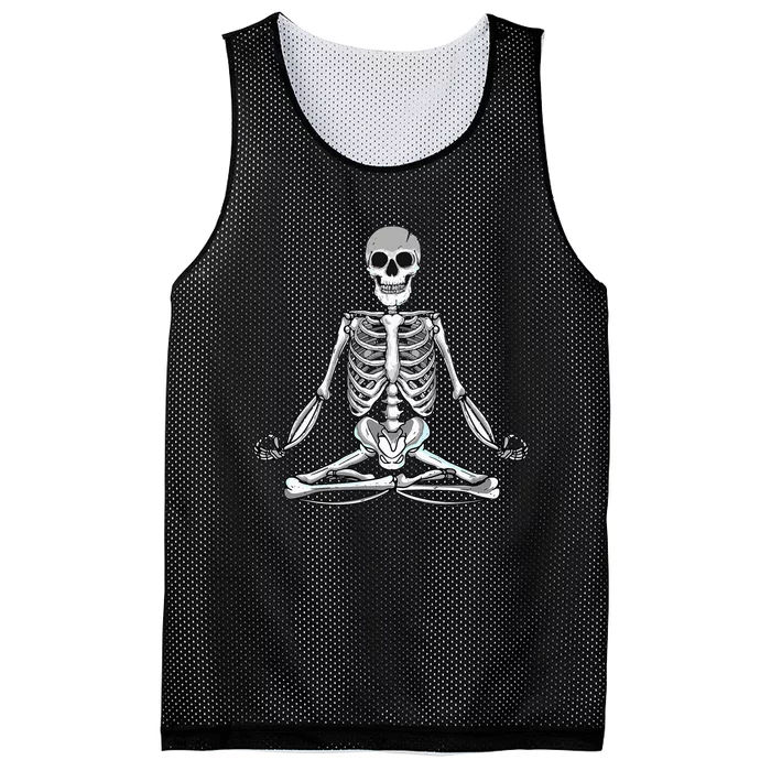 Meditating Skeleton Lotus Yoga Zen Balance Halloween Costume Mesh Reversible Basketball Jersey Tank