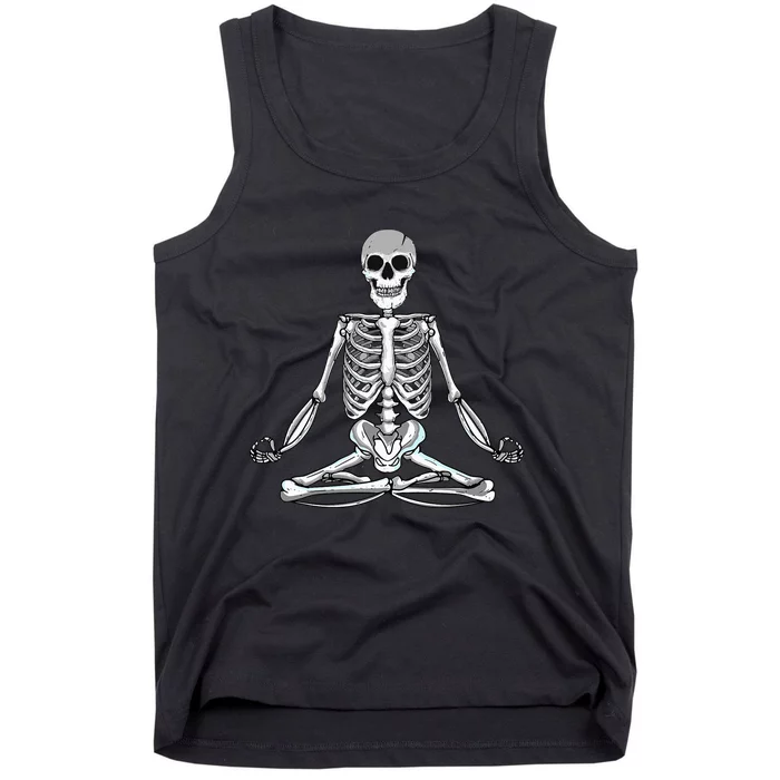 Meditating Skeleton Lotus Yoga Zen Balance Halloween Costume Tank Top