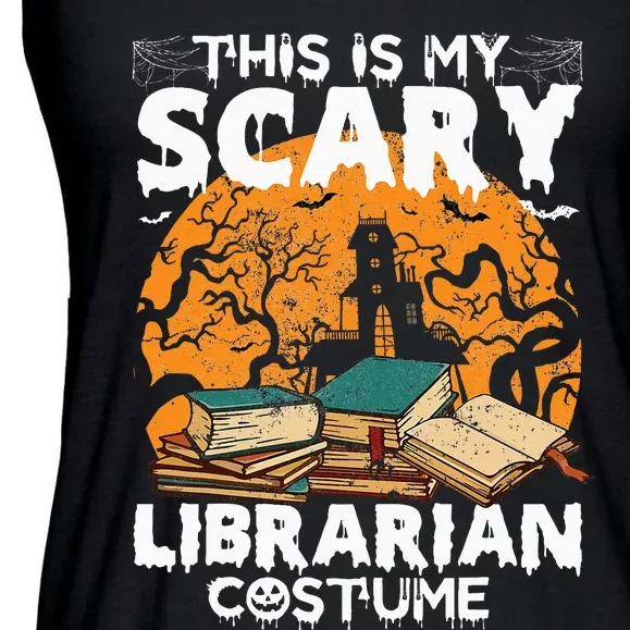 My Scary Librarian Costume Bookworm Book Halloween Ladies Essential Flowy Tank