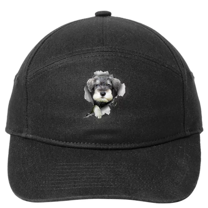 Mini Schnauzer Miniature Schnauzer Funny Schnauzer 7-Panel Snapback Hat