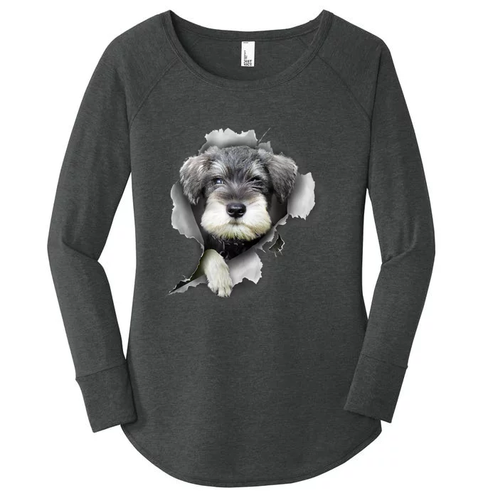 Mini Schnauzer Miniature Schnauzer Funny Schnauzer Women's Perfect Tri Tunic Long Sleeve Shirt