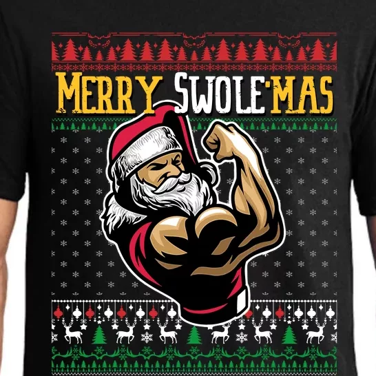 Merry Swole Mas Funny Christmas Gym & Work Out Santa Flexing Pajama Set