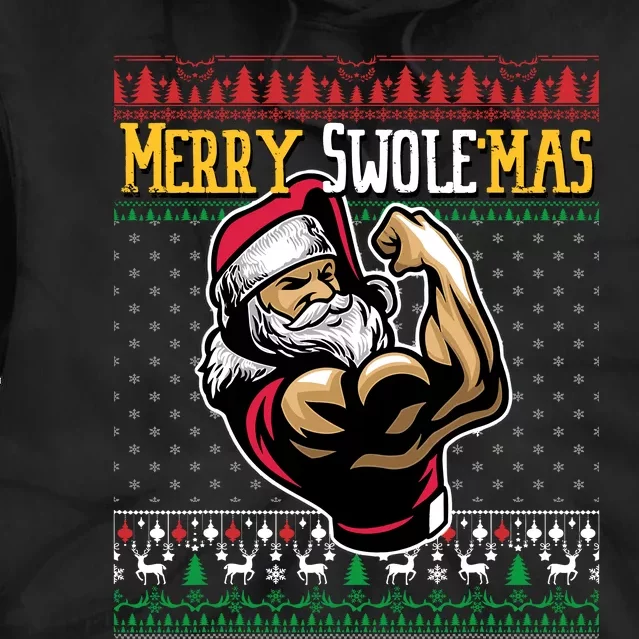 Merry Swole Mas Funny Christmas Gym & Work Out Santa Flexing Tie Dye Hoodie