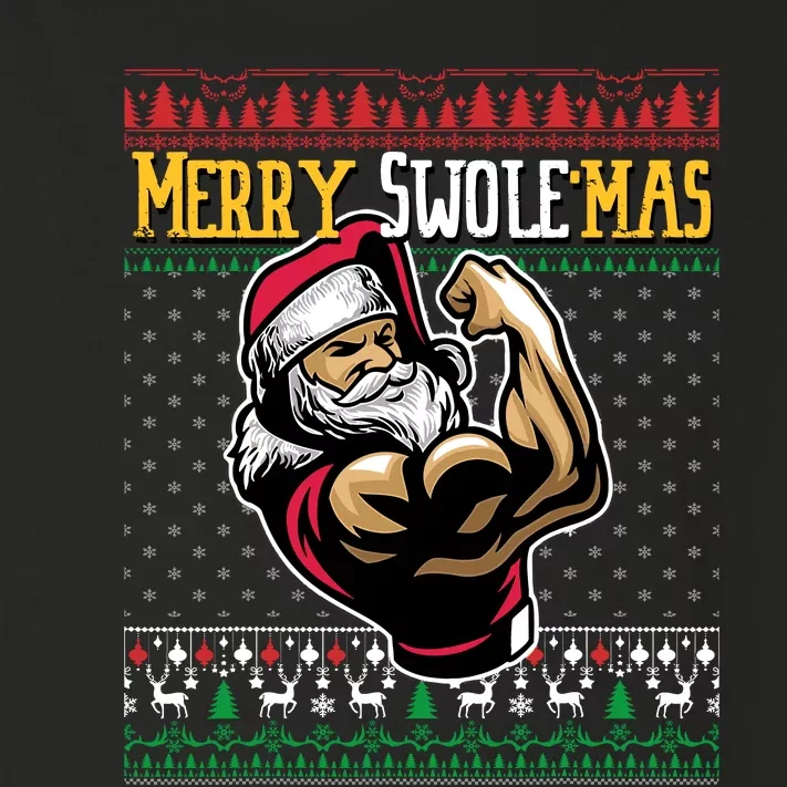 Merry Swole Mas Funny Christmas Gym & Work Out Santa Flexing Toddler Long Sleeve Shirt