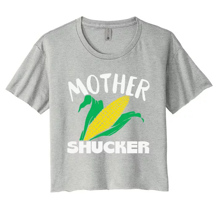 Mother Shucker Mom Pun Funny Corn Farmer Mom Gift Women's Crop Top Tee