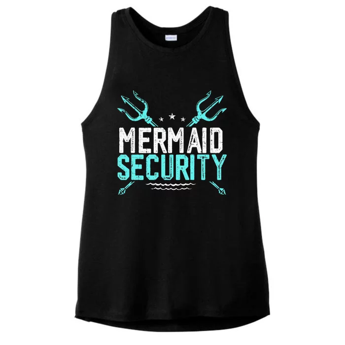 Mermaid Security Mermaid Dad Birthday Merdad Ladies Tri-Blend Wicking Tank