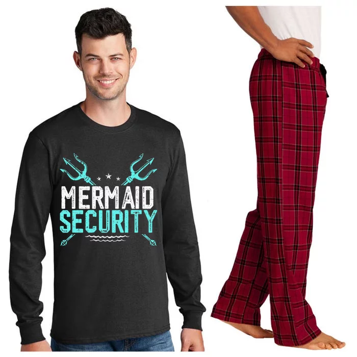 Mermaid Security Mermaid Dad Birthday Merdad Long Sleeve Pajama Set