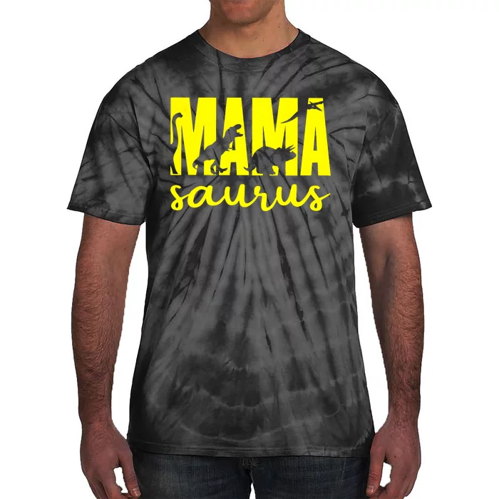 Mama Saurus Mom Life Dinosaur Family Tie-Dye T-Shirt