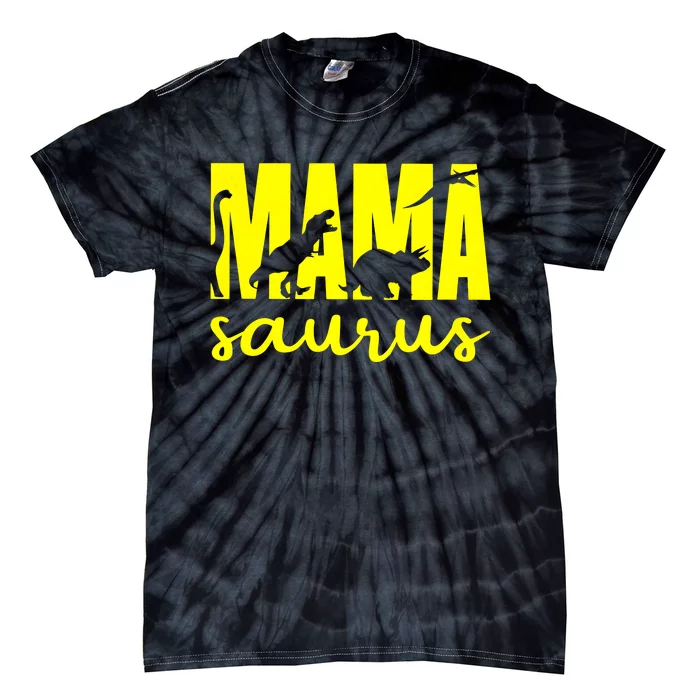 Mama Saurus Mom Life Dinosaur Family Tie-Dye T-Shirt