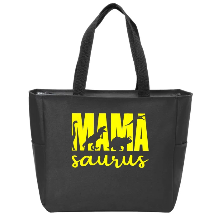 Mama Saurus Mom Life Dinosaur Family Zip Tote Bag