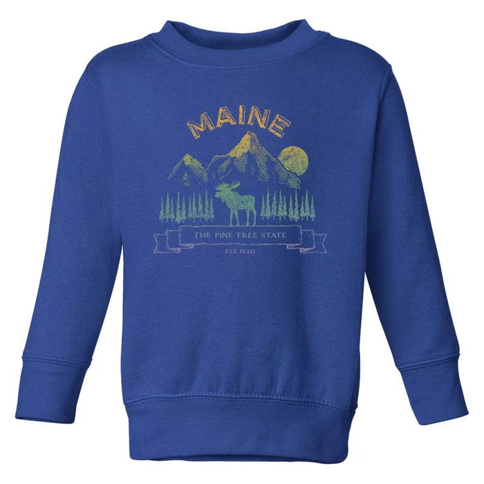 Maine State Moose Lovers Trees Vintagelook Souvenir Graphic Gift Toddler Sweatshirt