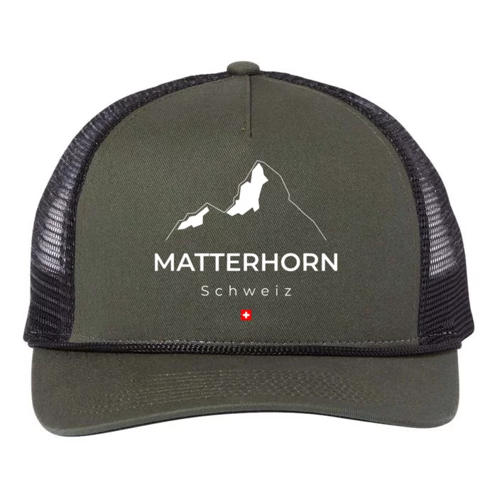 Matterhorn Switzerland Mountains Rockclimbing Hiking Retro Rope Trucker Hat Cap