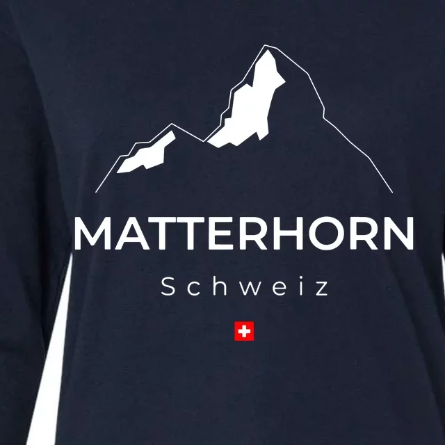 Matterhorn Switzerland Mountains Rockclimbing Hiking Womens Cotton Relaxed Long Sleeve T-Shirt