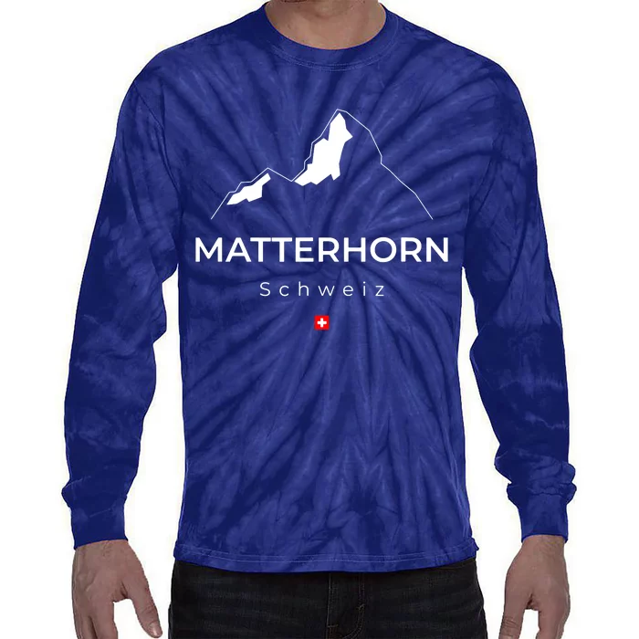 Matterhorn Switzerland Mountains Rockclimbing Hiking Tie-Dye Long Sleeve Shirt