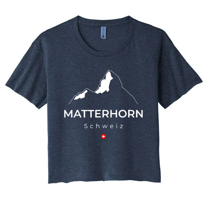 Matterhorn Switzerland Mountains Rockclimbing Hiking Women's Crop Top Tee