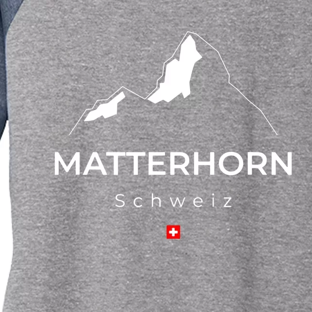 Matterhorn Switzerland Mountains Rockclimbing Hiking Women's Tri-Blend 3/4-Sleeve Raglan Shirt