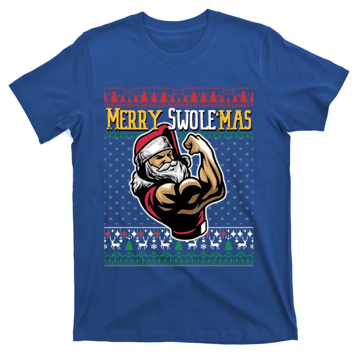 Merry Swole Mas Funny Christmas Gym And Work Out Santa Flexing Gift T-Shirt