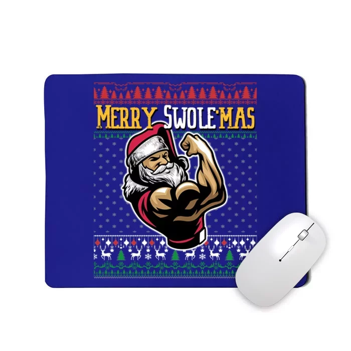 Merry Swole Mas Funny Christmas Gym And Work Out Santa Flexing Gift Mousepad