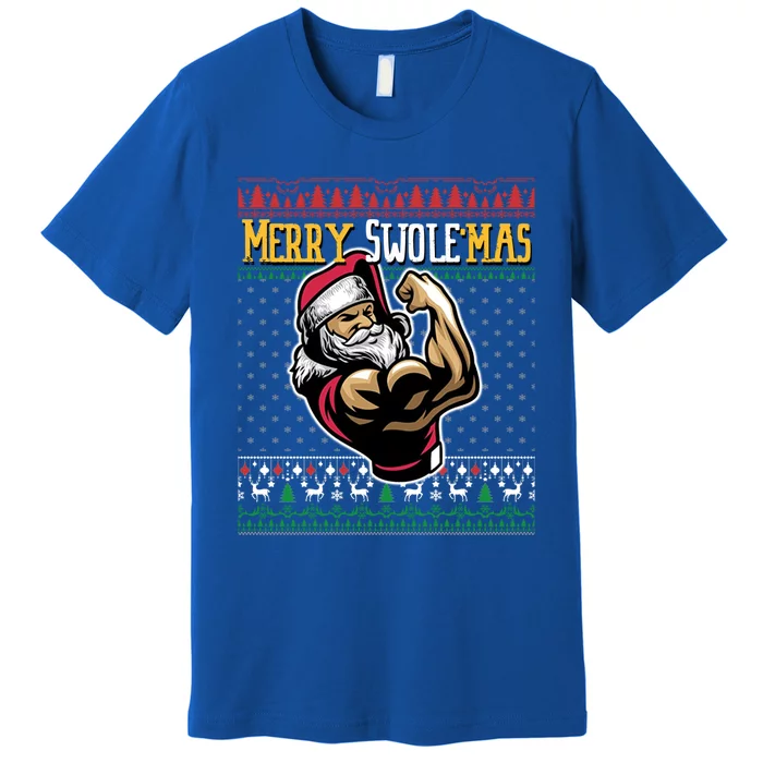 Merry Swole Mas Funny Christmas Gym And Work Out Santa Flexing Gift Premium T-Shirt