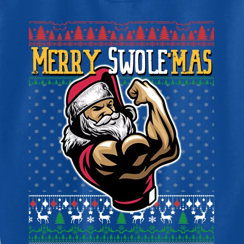 Merry Swole Mas Funny Christmas Gym And Work Out Santa Flexing Gift Kids Sweatshirt