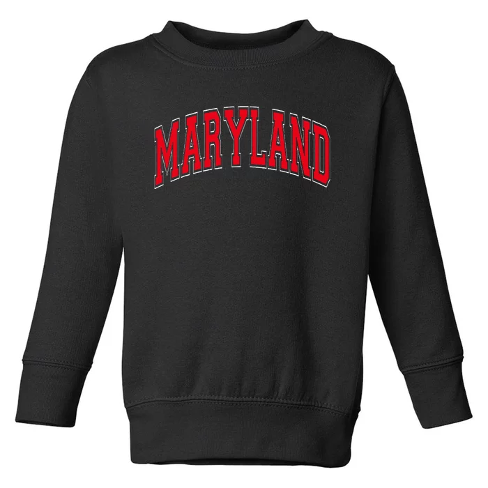 Maryland State Md Red Text Toddler Sweatshirt