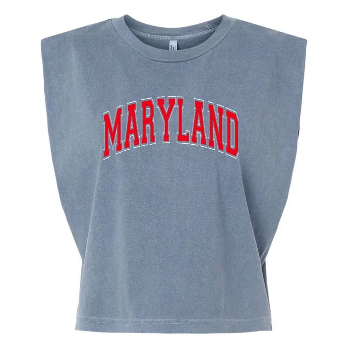 Maryland State Md Red Text Garment-Dyed Women's Muscle Tee