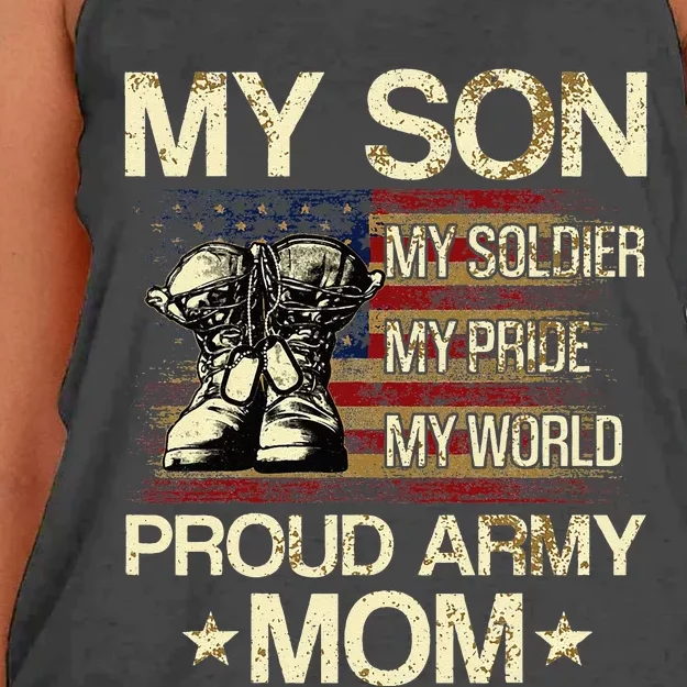 My Son My Soldier My Pride My Hero Proud Mom Women's Knotted Racerback Tank